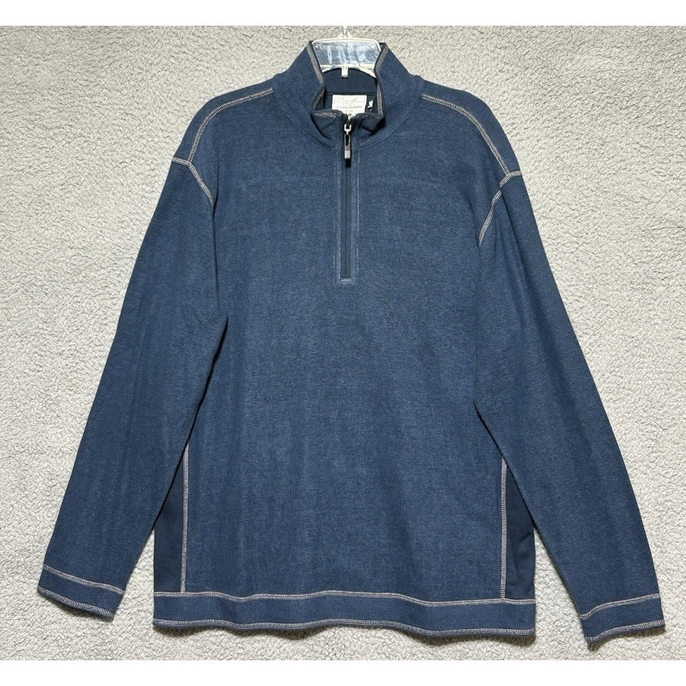 Tommy Bahama Jeans Grand Isles 1/2 Zip Reversible Pullover Sz XL Caspien Sea NWT